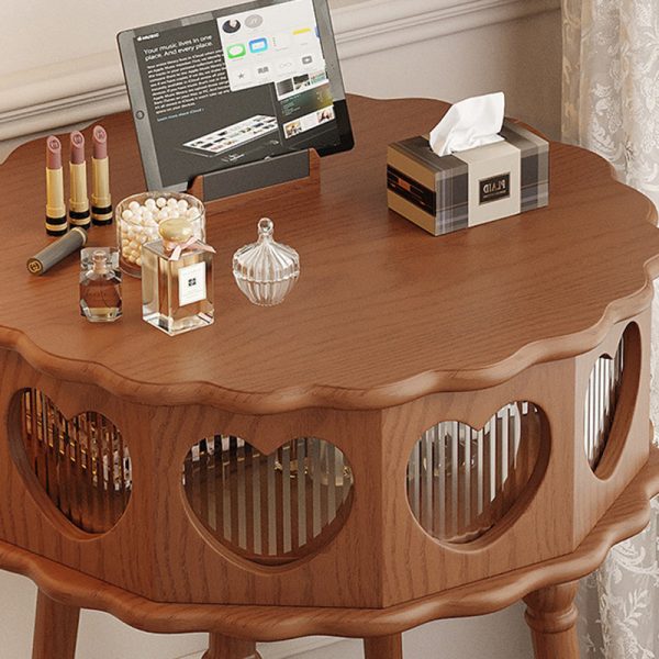 Traditional Vintage Flower Round Solid Wood Glass Makeup Vanity 1-Storage For Bedroom - Image 10