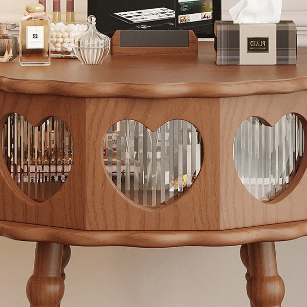 Traditional Vintage Flower Round Solid Wood Glass Makeup Vanity 1-Storage For Bedroom - Image 6