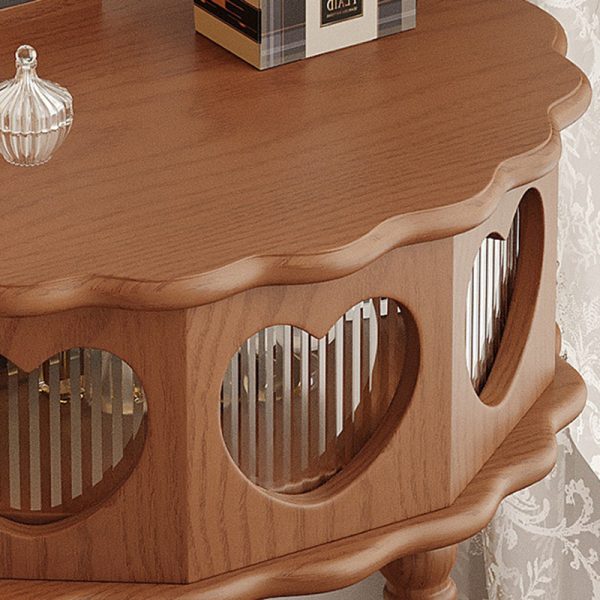 Traditional Vintage Flower Round Solid Wood Glass Makeup Vanity 1-Storage For Bedroom - Image 8