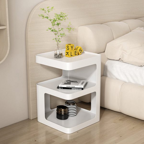 Modern Simplicity Square Tabletop Iron Nightstand 2-Shelf For Bedroom - Image 3
