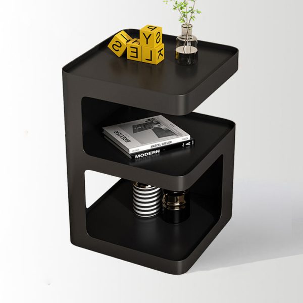 Modern Simplicity Square Tabletop Iron Nightstand 2-Shelf For Bedroom - Image 18