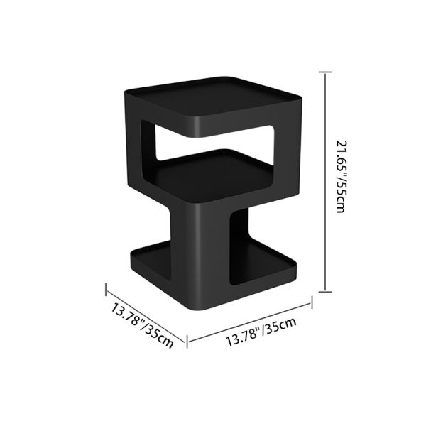 Modern Simplicity Square Tabletop Iron Nightstand 2-Shelf For Bedroom - Image 4