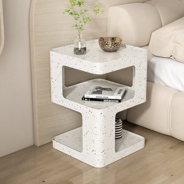 Modern Simplicity Square Tabletop Iron Nightstand 2-Shelf For Bedroom - Image 8