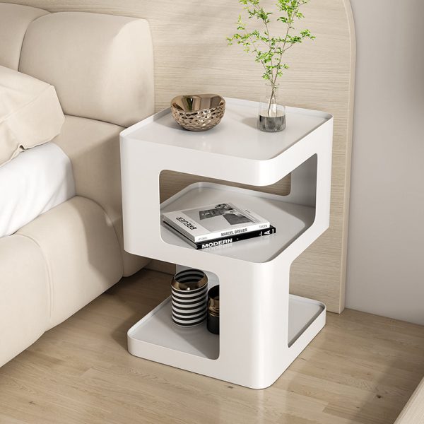 Modern Simplicity Square Tabletop Iron Nightstand 2-Shelf For Bedroom - Image 10