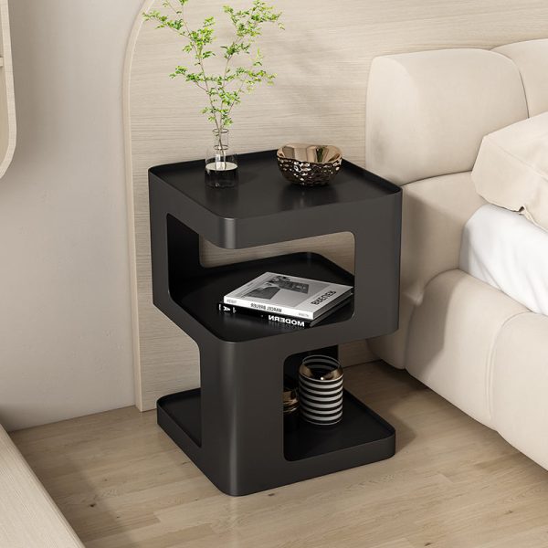 Modern Simplicity Square Tabletop Iron Nightstand 2-Shelf For Bedroom - Image 2