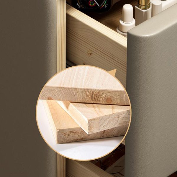 Modern Luxury Rectangular Rock Slab Leather Metal Nightstand 2-Drawer For Bedroom - Image 10