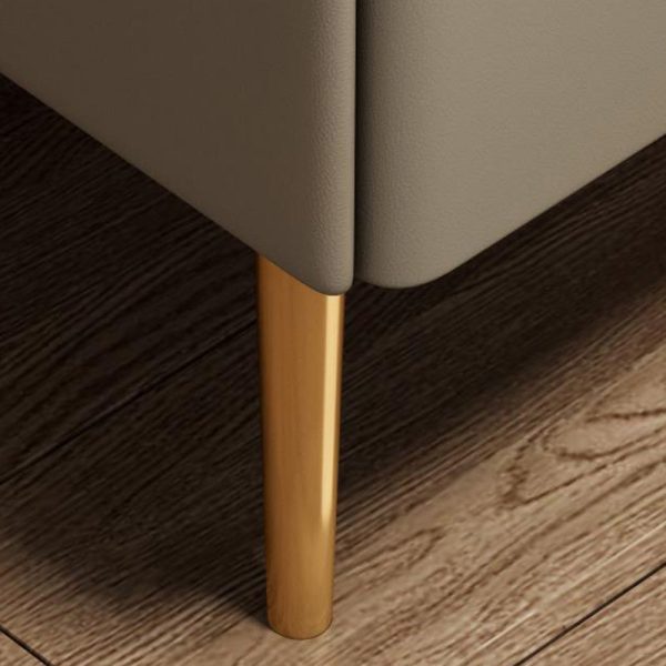 Modern Luxury Rectangular Rock Slab Leather Metal Nightstand 2-Drawer For Bedroom - Image 12