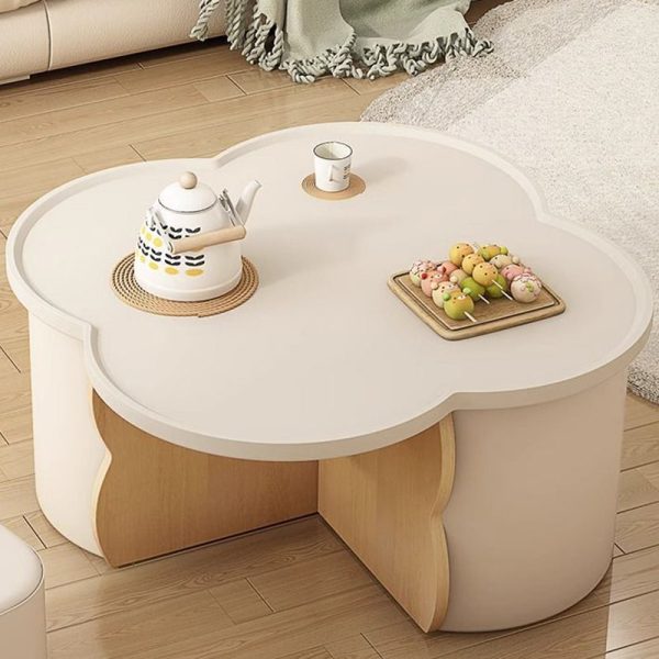 Modern Minimalist Clover Round Solid Wood Coffee Table For Living Room - Image 13