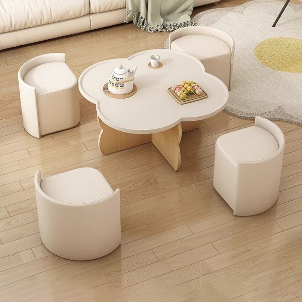 Modern Minimalist Clover Round Solid Wood Coffee Table For Living Room - Image 2