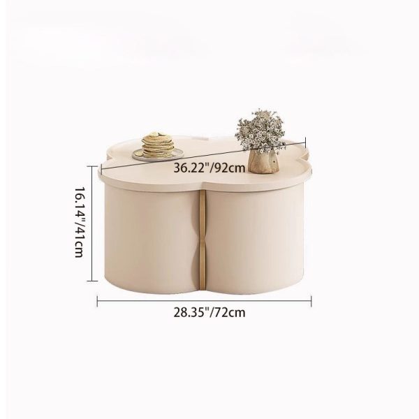 Modern Minimalist Clover Round Solid Wood Coffee Table For Living Room - Image 4