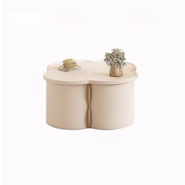 Modern Minimalist Clover Round Solid Wood Coffee Table For Living Room - Image 21