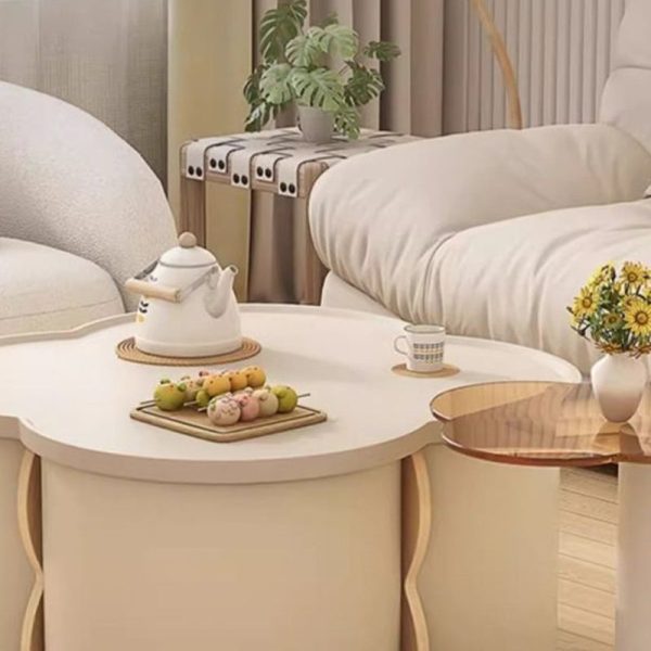 Modern Minimalist Clover Round Solid Wood Coffee Table For Living Room - Image 6