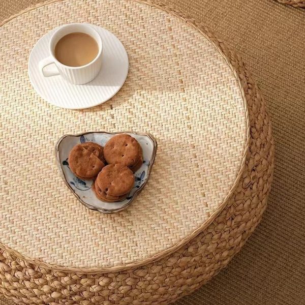 Traditional Japanese Round Rattan Solid Wood Coffee Table 1-Storage For Living Room - Image 7