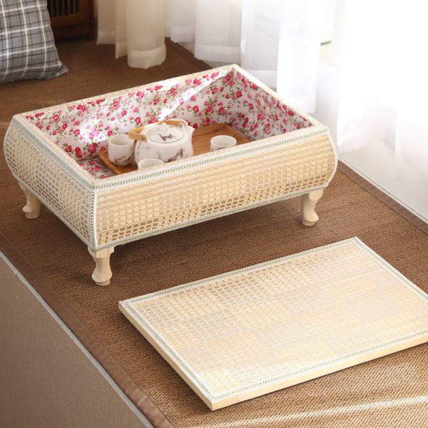 Traditional Japanese Square Bamboo Solid Wood Coffee Table 1-Storage For Living Room - Image 26