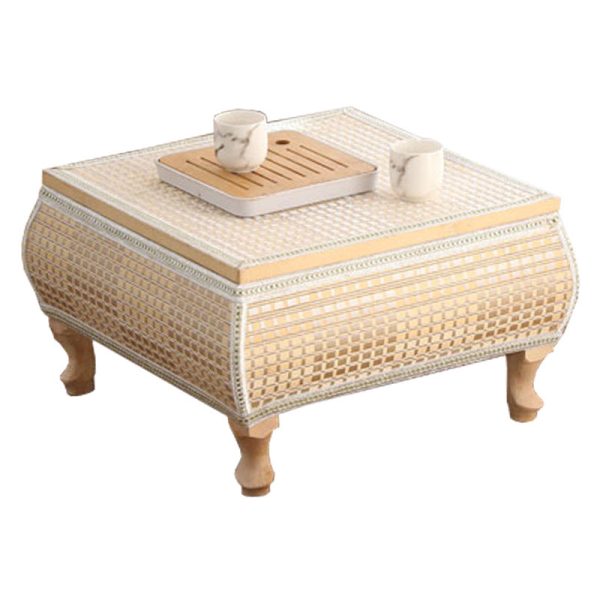Traditional Japanese Square Bamboo Solid Wood Coffee Table 1-Storage For Living Room - Image 27