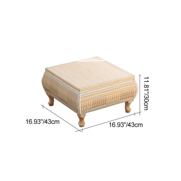 Traditional Japanese Square Bamboo Solid Wood Coffee Table 1-Storage For Living Room - Image 4