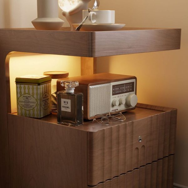 Traditional Luxury Square Solid Wood Glass Nightstand 2-Drawer For Bedroom - Image 15