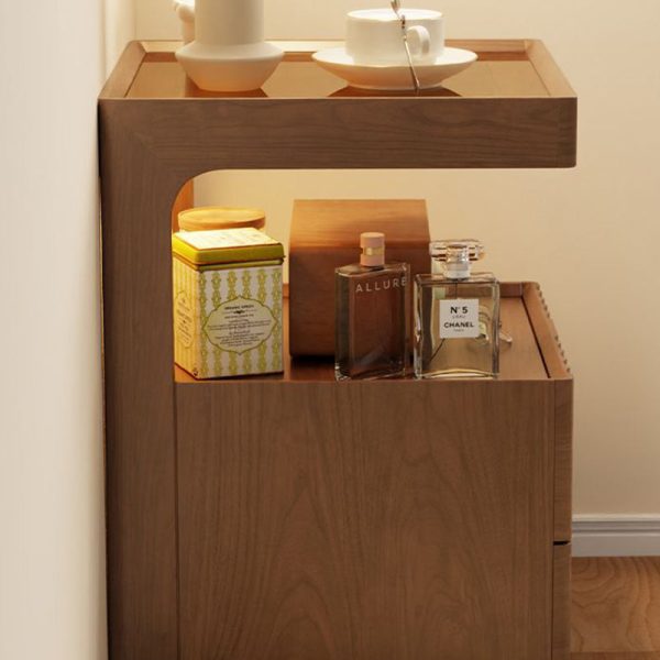 Traditional Luxury Square Solid Wood Glass Nightstand 2-Drawer For Bedroom - Image 14