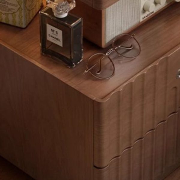 Traditional Luxury Square Solid Wood Glass Nightstand 2-Drawer For Bedroom - Image 5
