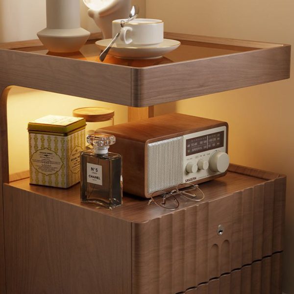 Traditional Luxury Square Solid Wood Glass Nightstand 2-Drawer For Bedroom - Image 11