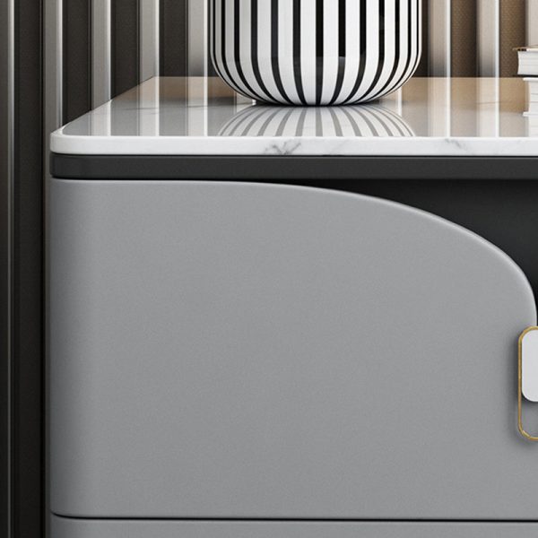Contemporary Scandinavian Rectangular Slate Solid Wood Carbon Steel Nightstand 2-Drawer For Bedroom - Image 6