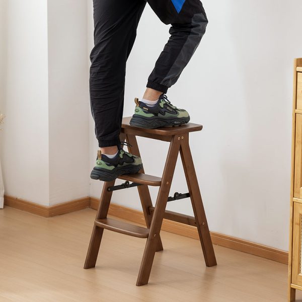 Traditional Vintage Rectangular Bamboo Bar Stool Footrest For Dining Room - Image 14