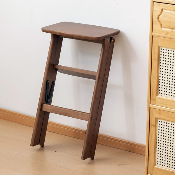 Traditional Vintage Rectangular Bamboo Bar Stool Footrest For Dining Room - Image 3