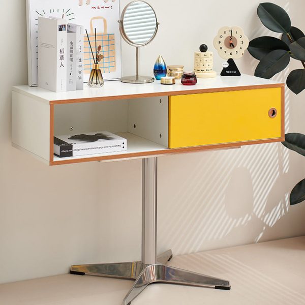 Traditional Vintage Rectangular High Density Fiberboard Stainless Steel Makeup Vanity 1-Storage For Bedroom