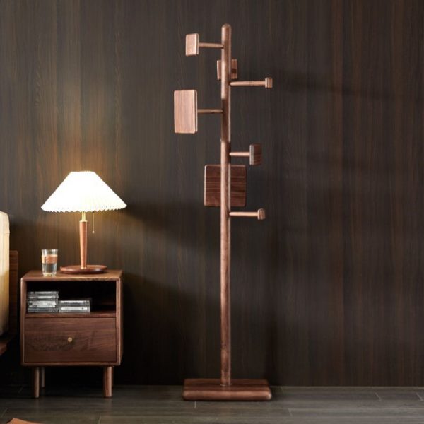 Modern Shabby Chic Rectangular Black Walnut Wood Nightstand 1-Drawer For Bedroom