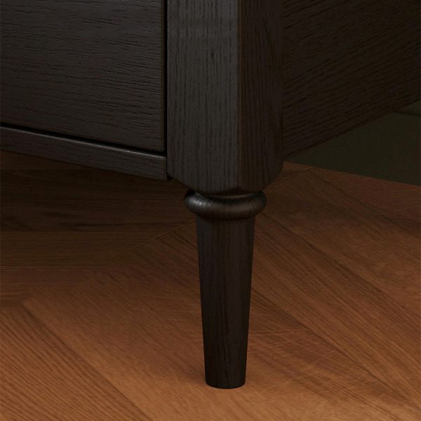 Traditional French Rectangular Ash Wood Metal Nightstand 2-Drawer For Bedroom - Image 7
