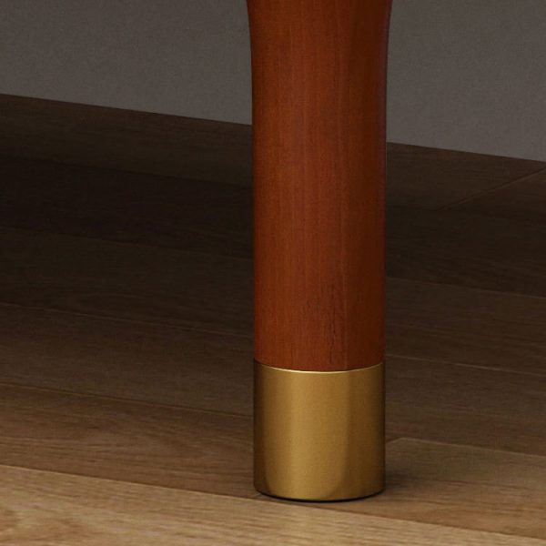 Modern Luxury Rectangular Rubberwood Brass Nightstand 2-Drawer For Bedroom - Image 5