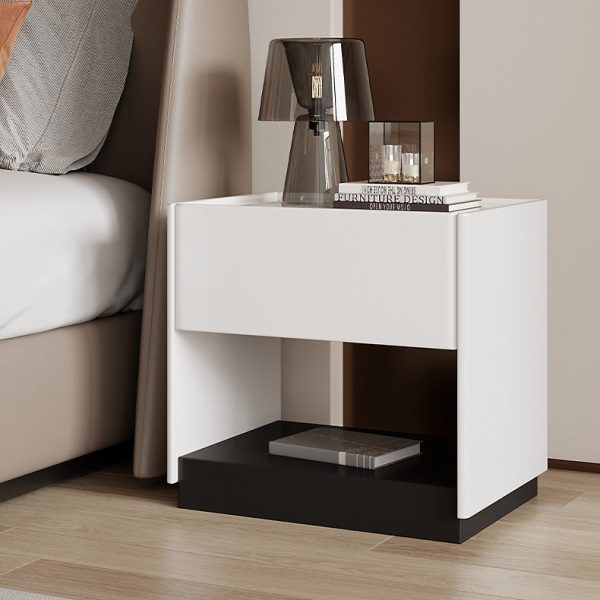 Modern Luxury Rectangular Marble Slab Solid Wood Nightstand 1-Drawer For Bedroom - Image 15