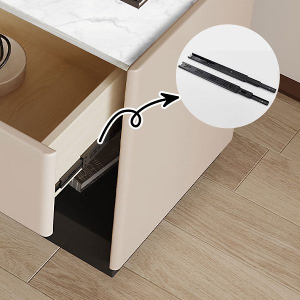 Modern Luxury Rectangular Marble Slab Solid Wood Nightstand 1-Drawer For Bedroom - Image 10