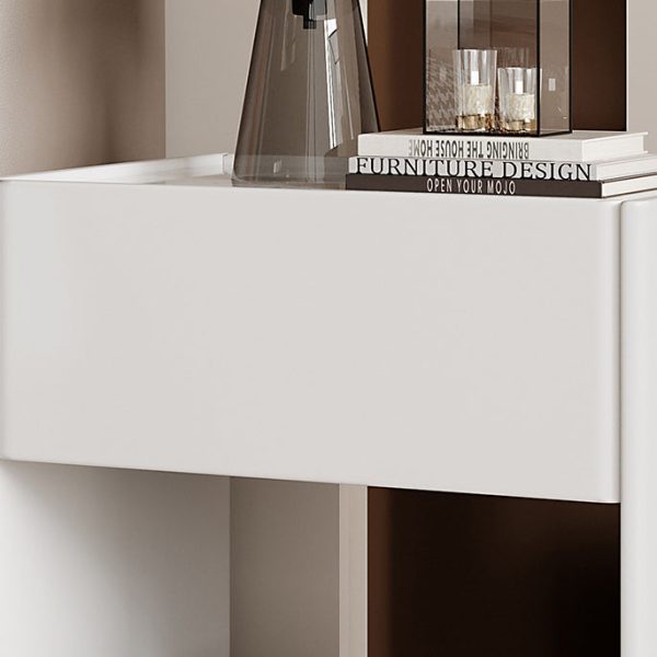 Modern Luxury Rectangular Marble Slab Solid Wood Nightstand 1-Drawer For Bedroom - Image 8