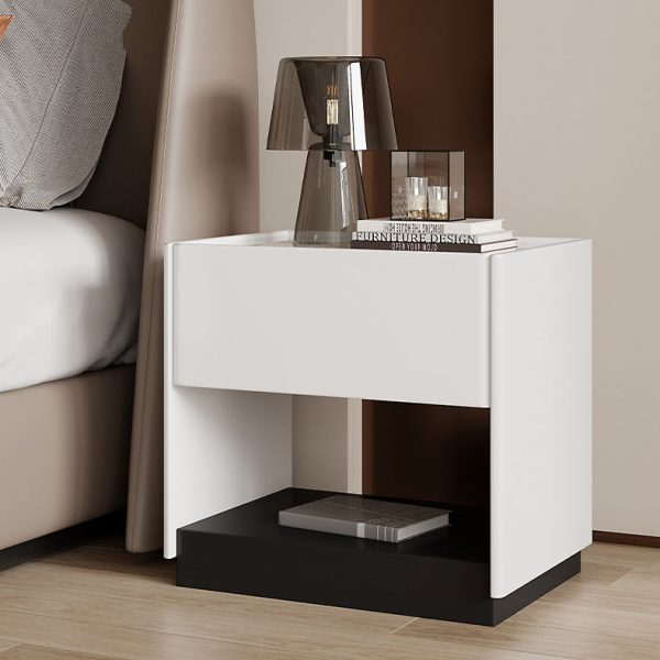 Modern Luxury Rectangular Marble Slab Solid Wood Nightstand 1-Drawer For Bedroom - Image 16