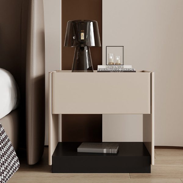 Modern Luxury Rectangular Marble Slab Solid Wood Nightstand 1-Drawer For Bedroom - Image 17