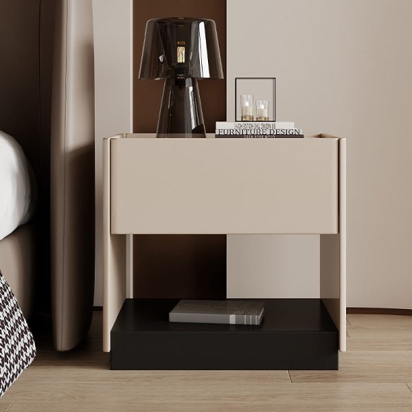 Modern Luxury Rectangular Marble Slab Solid Wood Nightstand 1-Drawer For Bedroom - Image 13