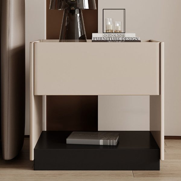 Modern Luxury Rectangular Marble Slab Solid Wood Nightstand 1-Drawer For Bedroom - Image 12