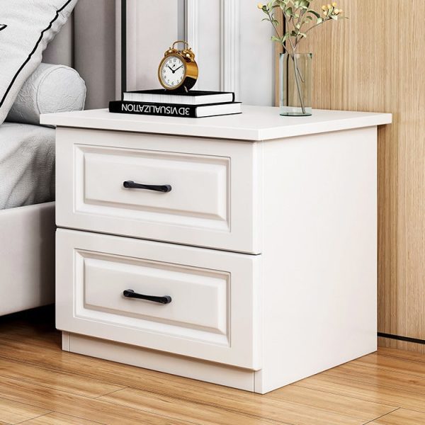 Modern Simplicity Rectangular Slab Solid Wood Nightstand 2-Drawer For Bedroom - Image 10