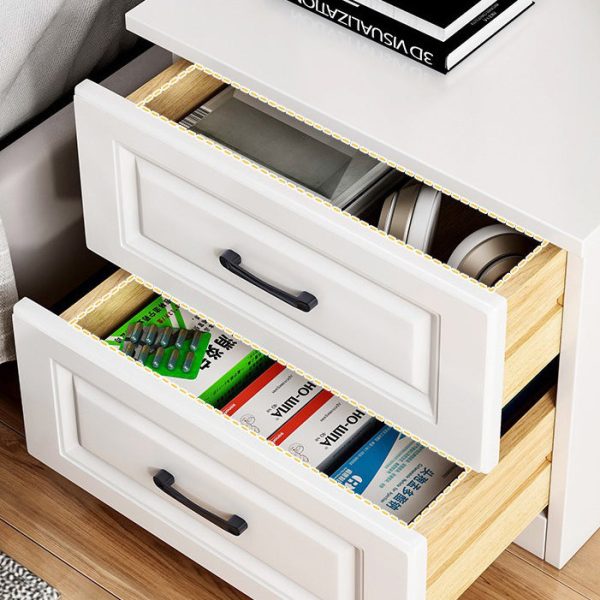 Modern Simplicity Rectangular Slab Solid Wood Nightstand 2-Drawer For Bedroom - Image 7