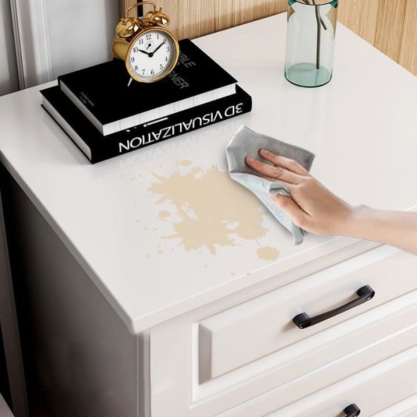 Modern Simplicity Rectangular Slab Solid Wood Nightstand 2-Drawer For Bedroom - Image 6