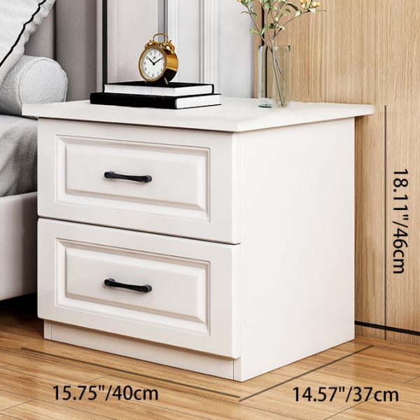 Modern Simplicity Rectangular Slab Solid Wood Nightstand 2-Drawer For Bedroom - Image 4