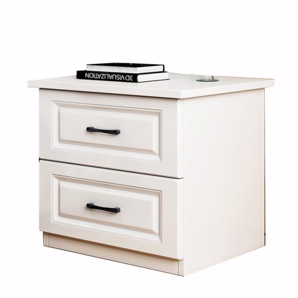 Modern Simplicity Rectangular Slab Solid Wood Nightstand 2-Drawer For Bedroom - Image 11