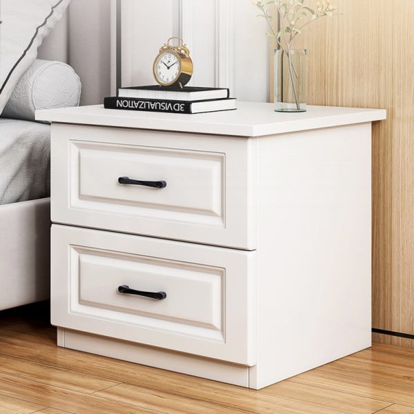 Modern Simplicity Rectangular Slab Solid Wood Nightstand 2-Drawer For Bedroom - Image 9