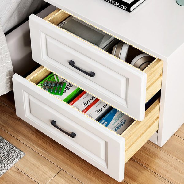 Modern Simplicity Rectangular Slab Solid Wood Nightstand 2-Drawer For Bedroom - Image 5