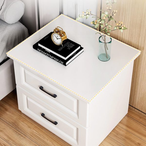 Modern Simplicity Rectangular Slab Solid Wood Nightstand 2-Drawer For Bedroom - Image 3