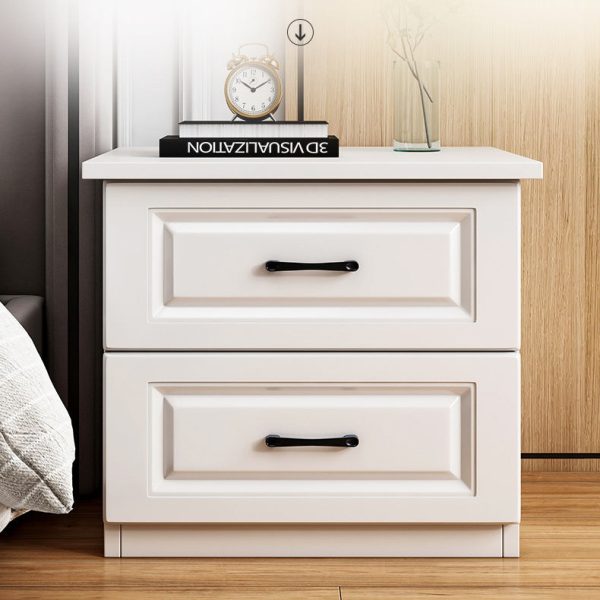 Modern Simplicity Rectangular Slab Solid Wood Nightstand 2-Drawer For Bedroom - Image 2