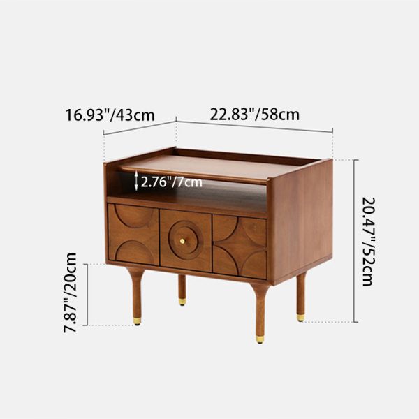 Modern Mid-Century Rectangular Solid Wood Aluminum Nightstand 1-Drawer For Bedroom - Image 4