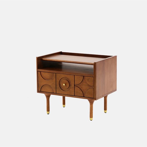 Modern Mid-Century Rectangular Solid Wood Aluminum Nightstand 1-Drawer For Bedroom - Image 14