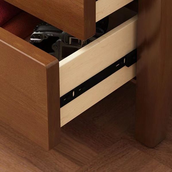Modern Mid-Century Rectangular Solid Wood Nightstand 2-Drawer For Bedroom - Image 7